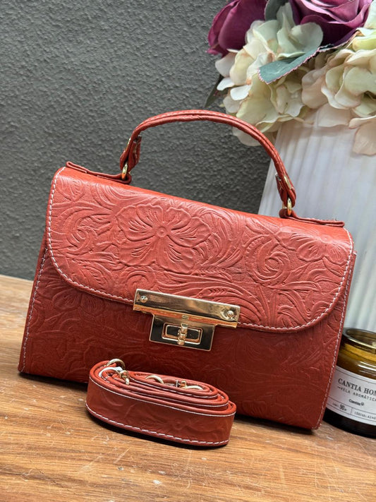 BOLSA CAJITA BROCHE NARANJA