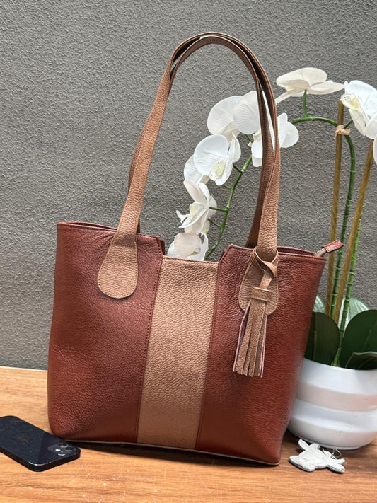 BOLSO 100% PIEL BOSNIA SHEDRON/MIEL EFECTO