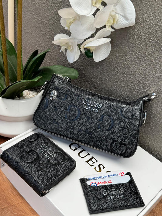 KIT GUESS NEGRO ESTAMPADO