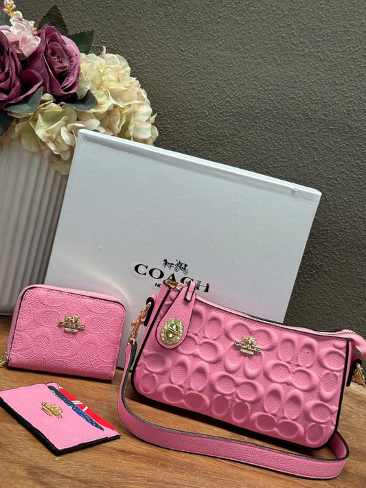 KIT COACH 2.0 BOLSO ROSA RELIEVE