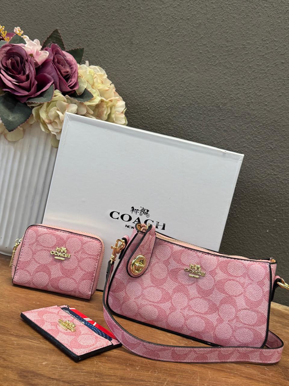 KIT COACH 2.0 BOLSO ROSA ESTAMPADO