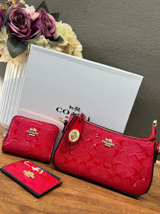 KIT COACH 2.0 BOLSO ROJO CHAROL RELIEVE