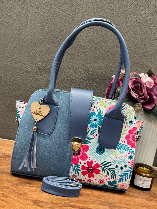 YUTE MODELO BROCHE FLORES AZUL MEZCLILLA