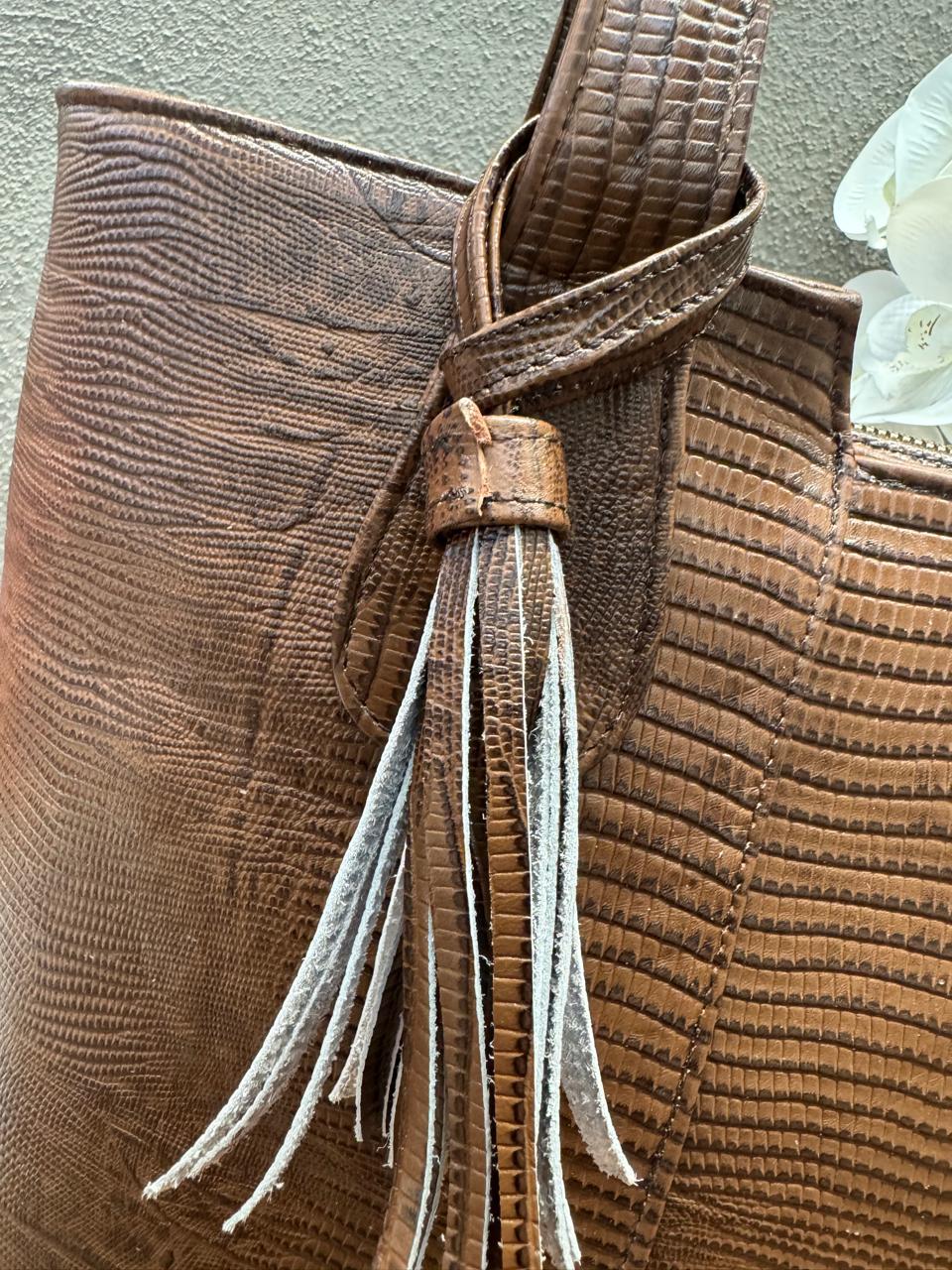 BOLSO 100% PIEL BOSNIA LIZARD NEGRO