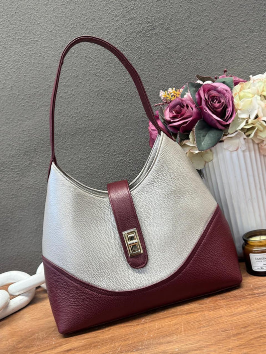 BOLSO 100% PIEL BÉLGICA ORO LIGTH/VINO