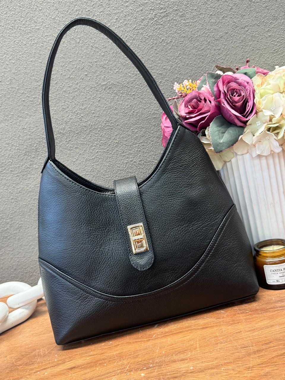 BOLSO 100% PIEL BÉLGICA NEGRO