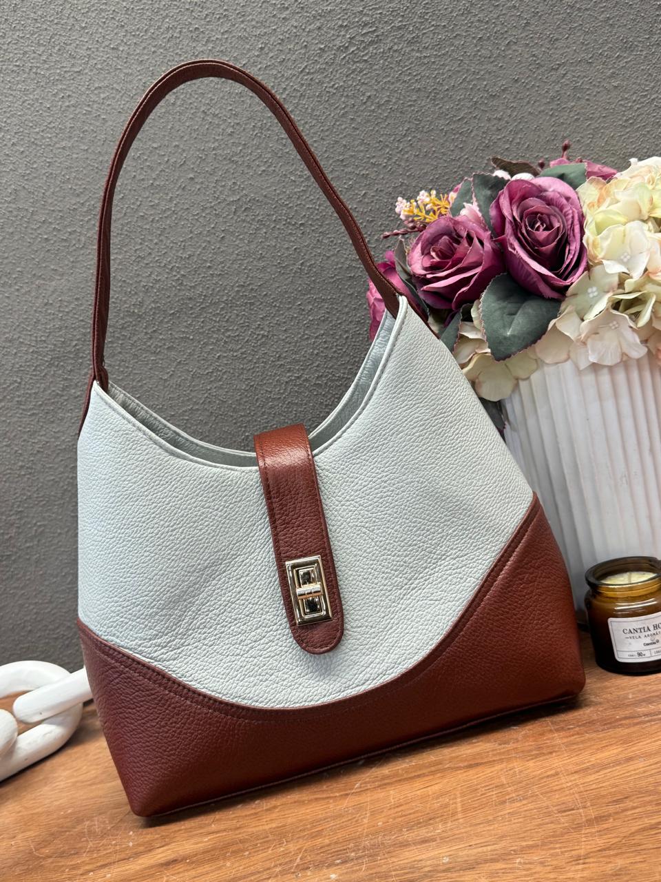 BOLSO 100% PIEL BÉLGICA HUESO/SHEDRON