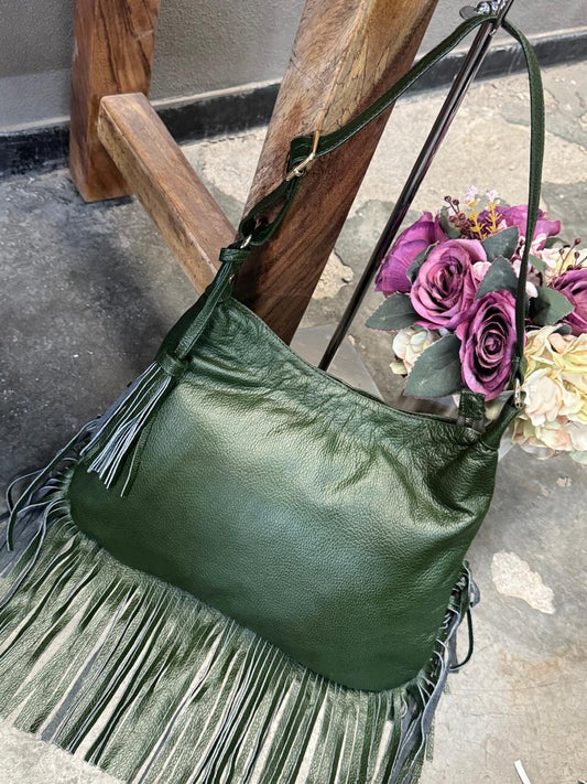BOLSO 100% PIEL BULGARIA VERDE MILITAR