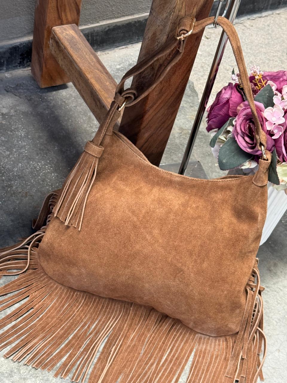BOLSO GAMUZA DE PIEL BULGARIA CAMELLO