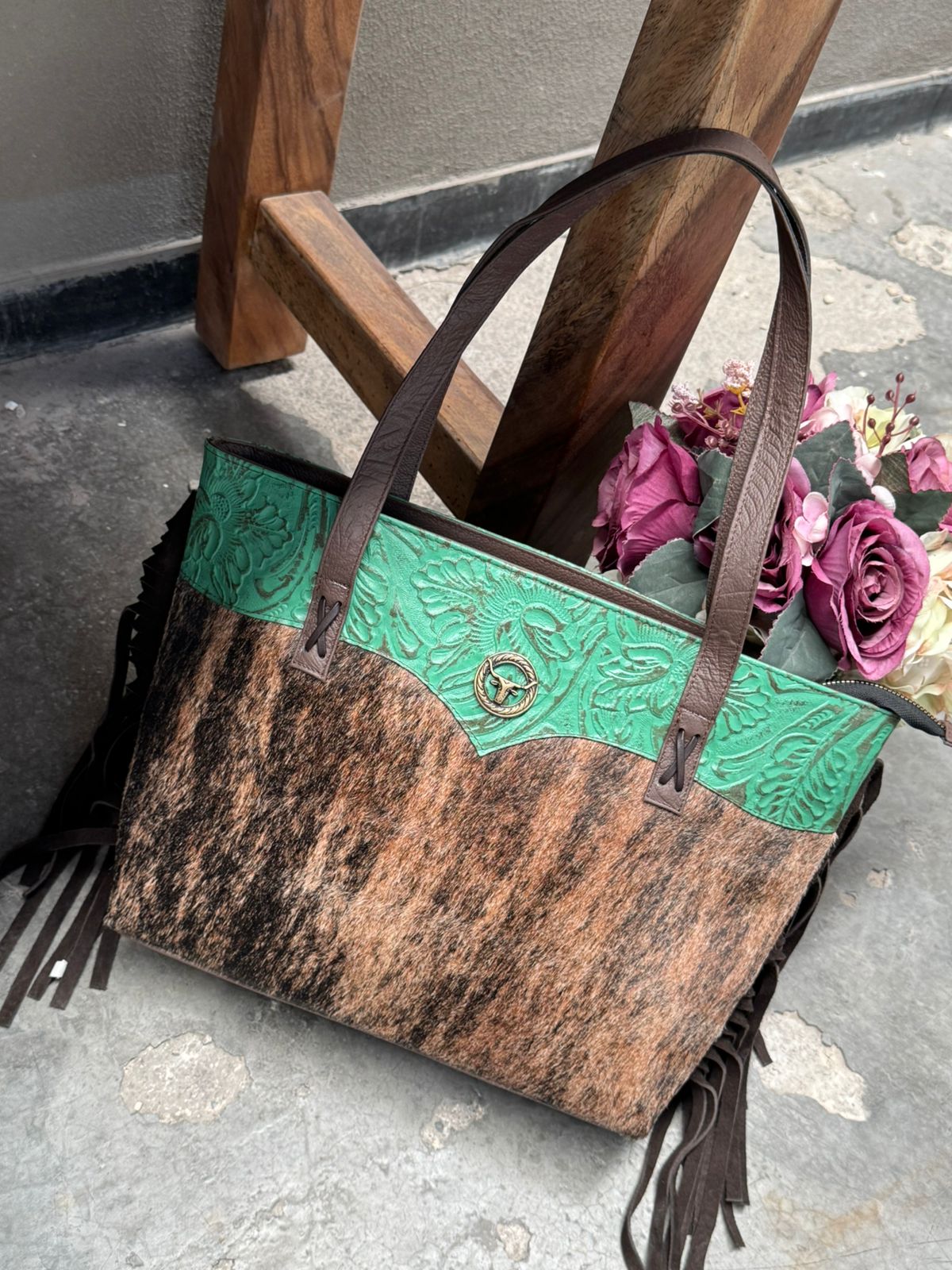 BOLSA FELISA PELO Y BARBAS VERDE