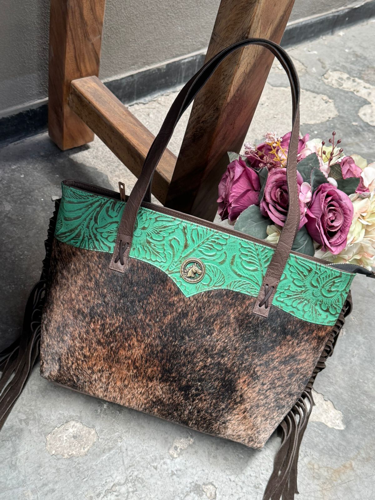 BOLSA FELISA PELO Y BARBAS VERDE