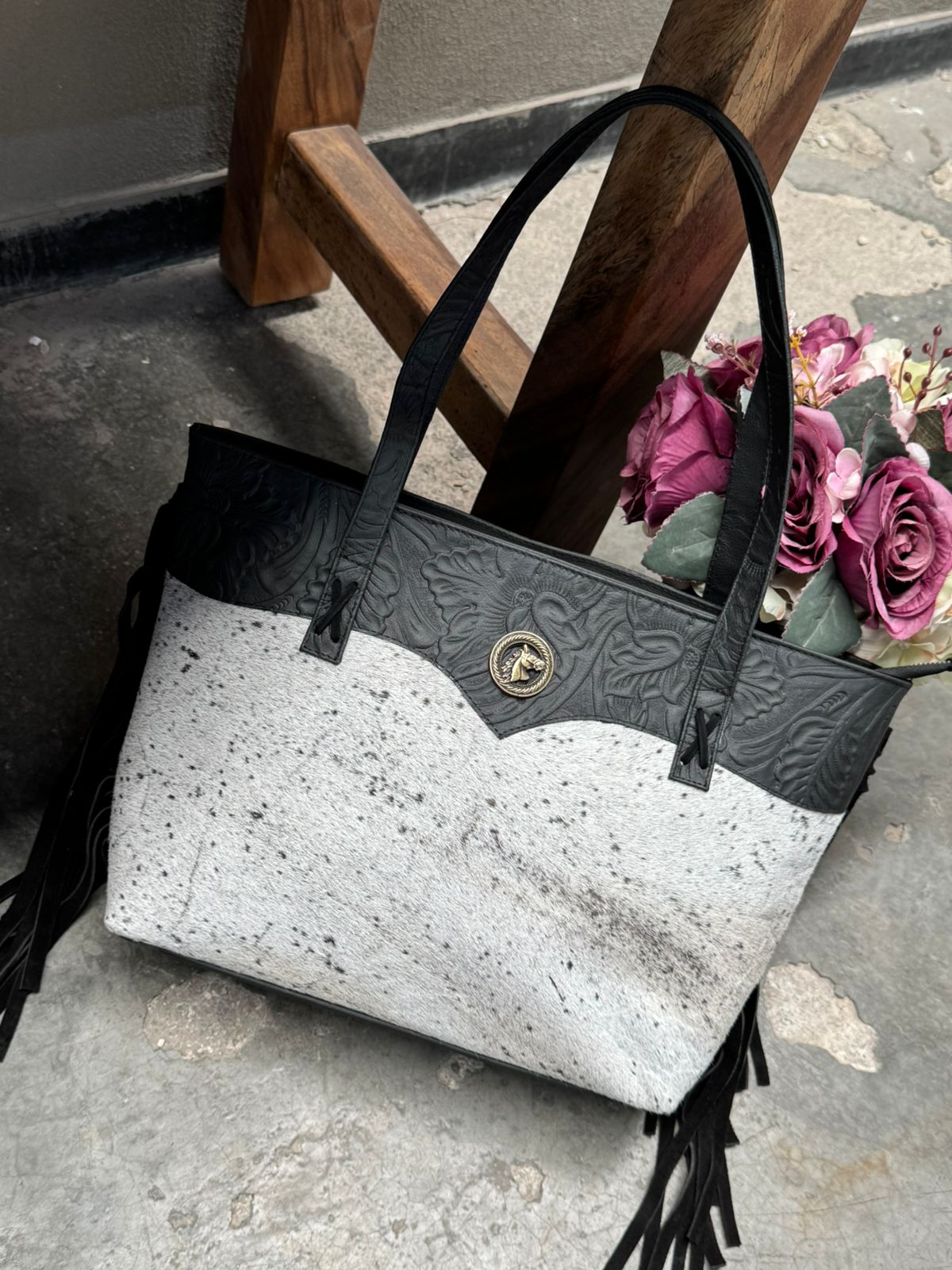 BOLSA FELISA PELO Y BARBAS NEGRO