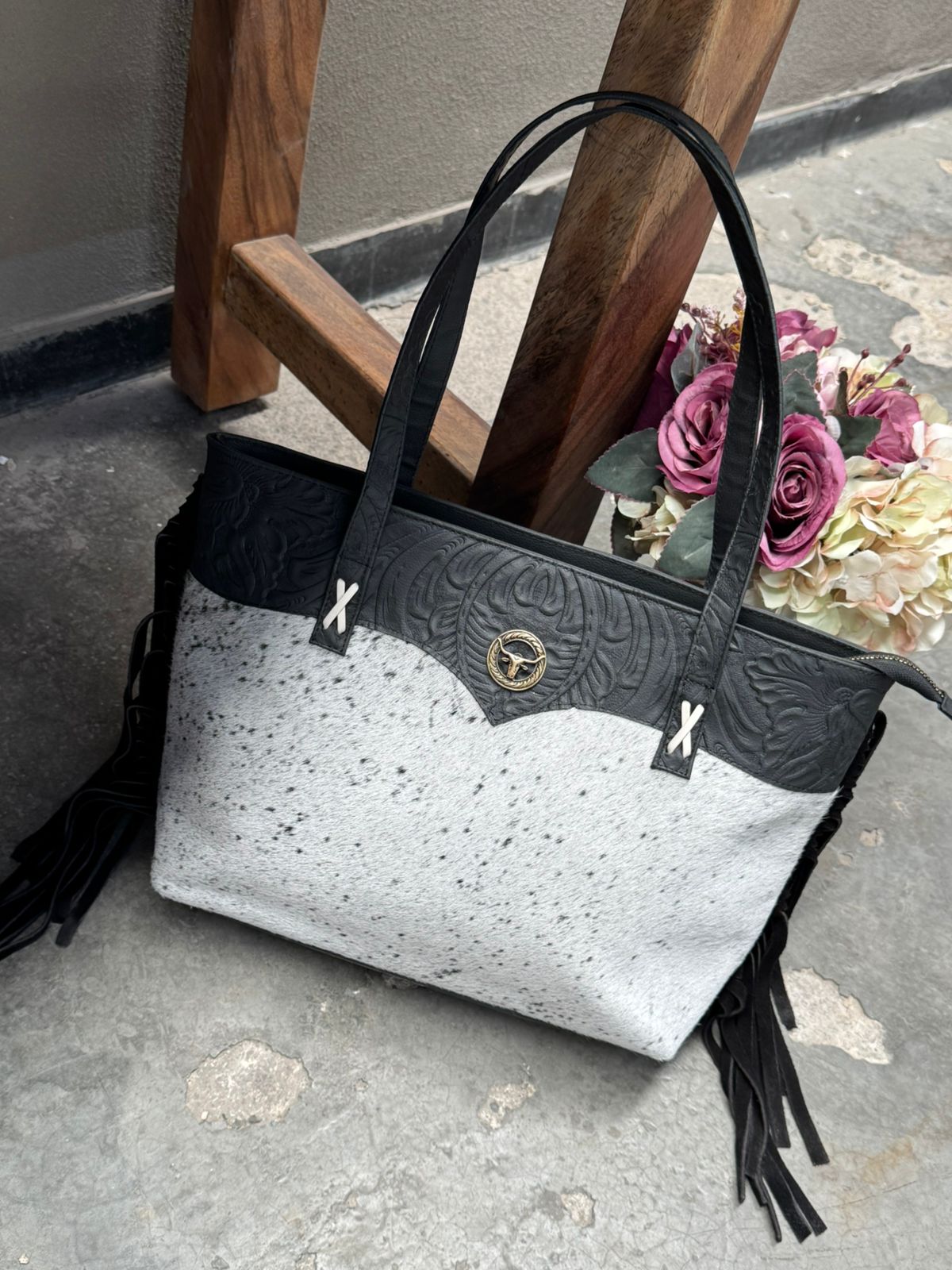 BOLSA FELISA PELO Y BARBAS NEGRO