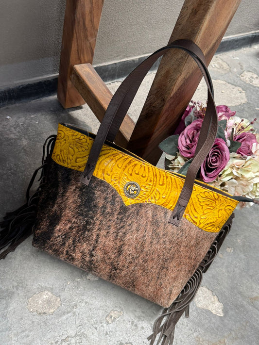 BOLSA FELISA PELO Y BARBAS AMARILLO
