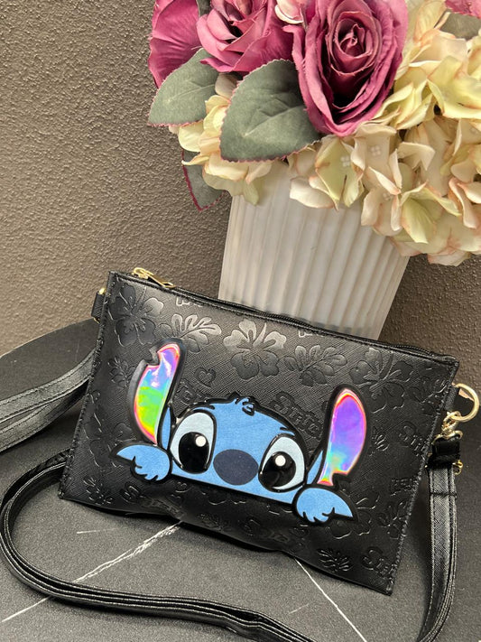 CROSSBODY/MUÑEQUERA DISNEY STITCH NEGRO