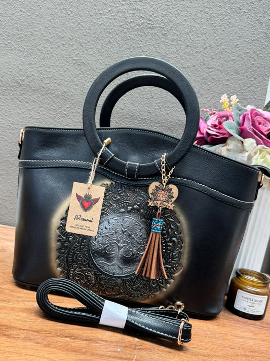 DB GDE BOLSA ARO ARBOL DE LA VIDA NEGRO