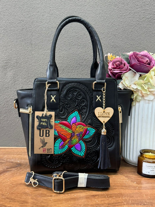 UB MOD ARTESANAL MINA CIERRES NEGRO FLOR COLIBRI