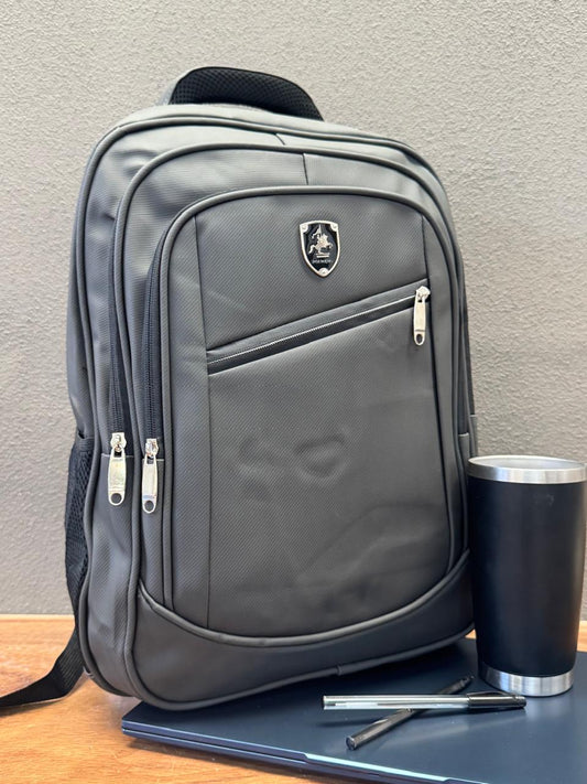 MOCHILA POLWENG CANDADO PREMIUM COLOR GRIS