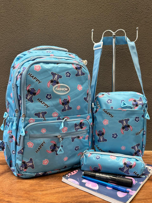 COMBO MOCHILA FASHION STITCH AZUL