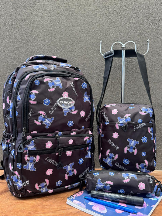 COMBO MOCHILA FASHION STITCH NEGRO