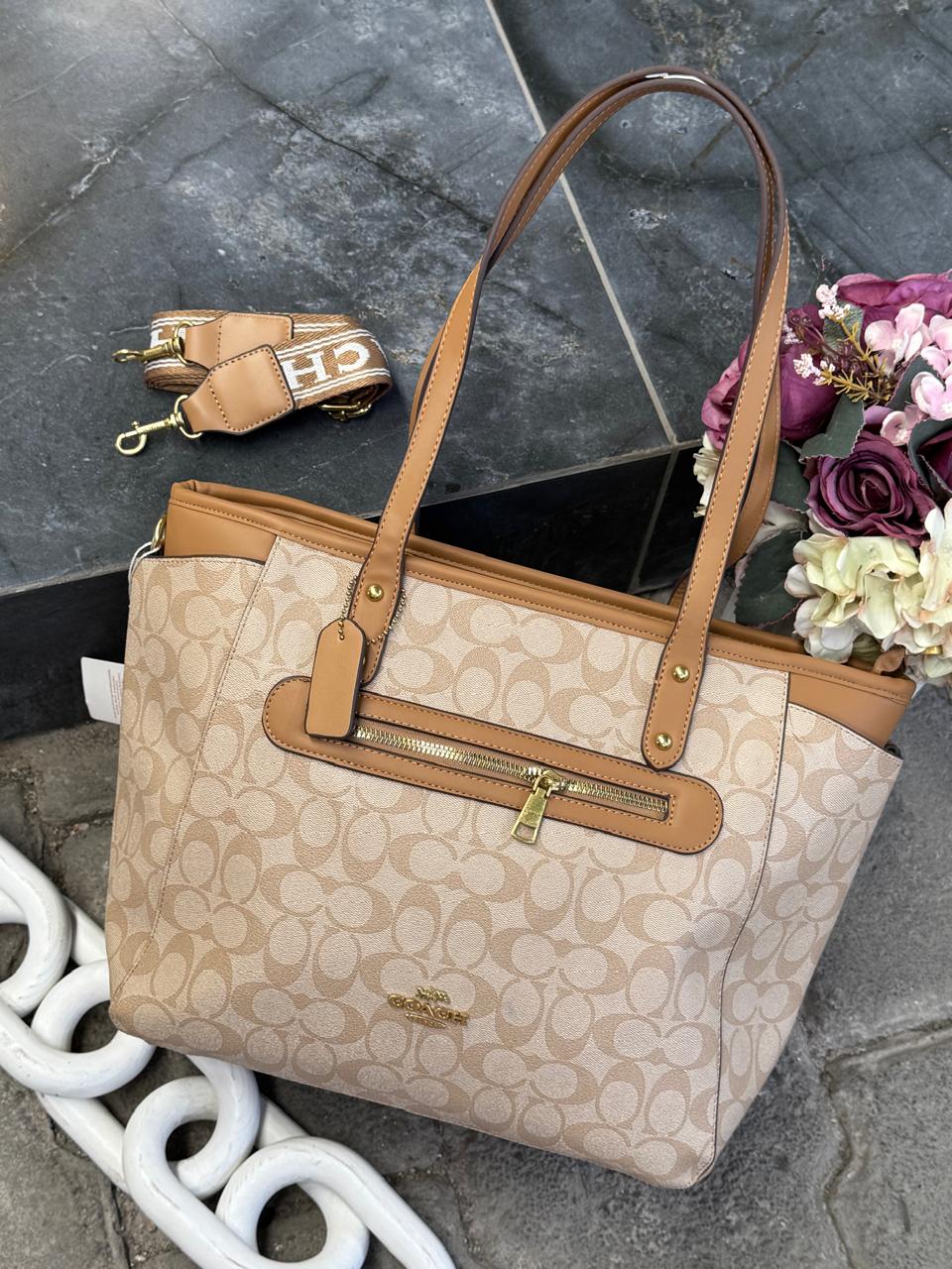 IMPORTACION GALLERY TOTE COACH BEIGE/CAMEL ESTAMPADO