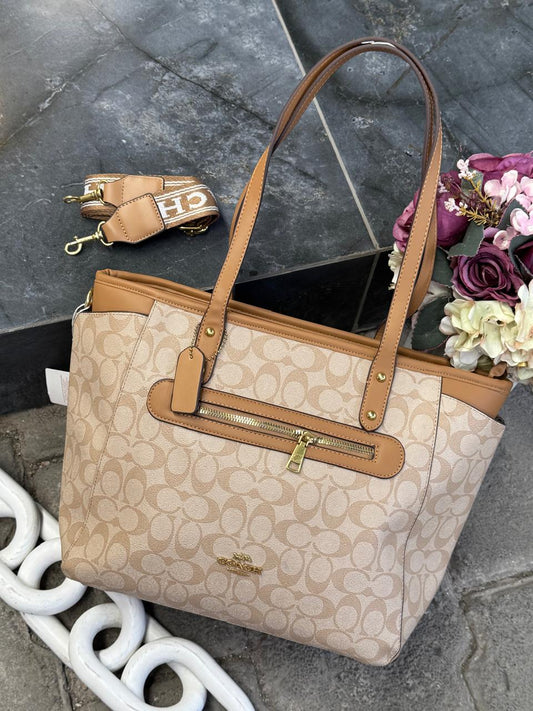 IMPORTACION GALLERY TOTE COACH BEIGE/CAMEL ESTAMPADO