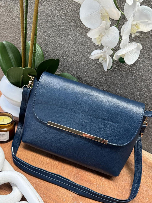 BOLSO 100% PIEL BELICE COLOR AZUL MARINO