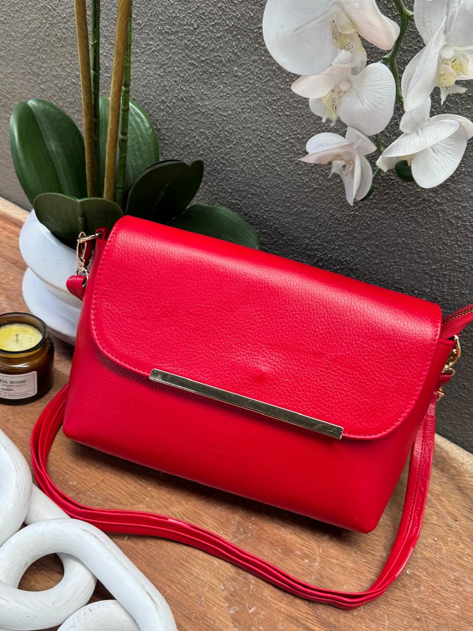 BOLSO 100% PIEL BELICE COLOR ROJO