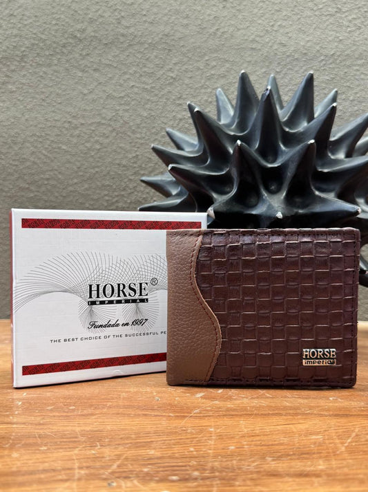 CARTERA HORSE PIEL BIFOLD PETATILLO MARRON