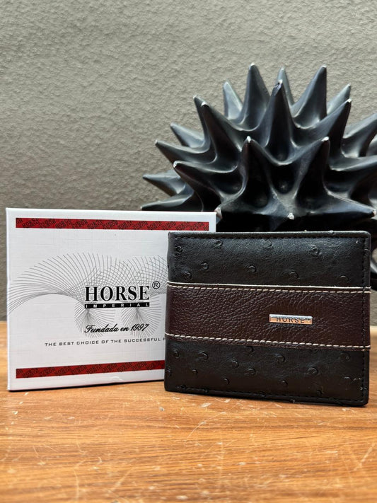 CARTERA HORSE PIEL BIFOLD NEGRO/FERRERO AVESTRUZ