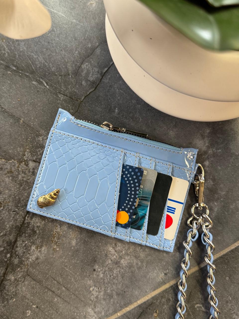 TARJETERO/MONEDERO PREMIUM CHAROL BABY BLUE