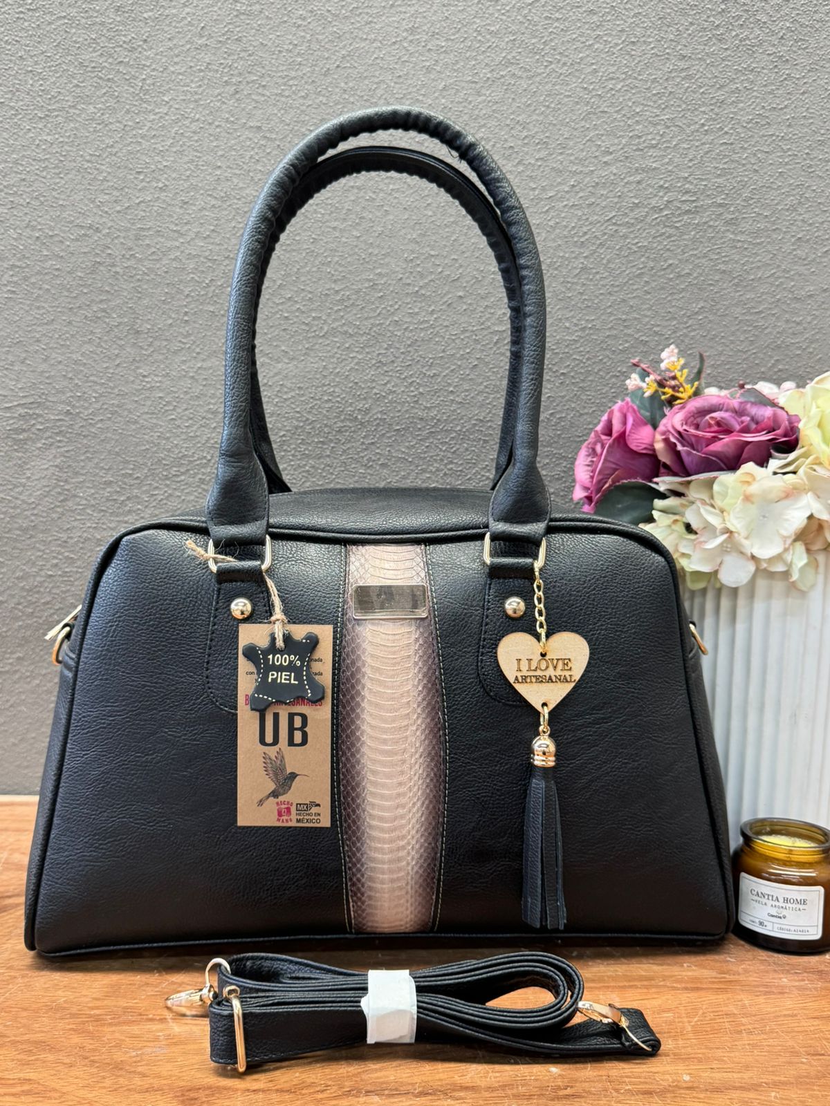 MOD ARTESANAL SOL MALETA FRANJA VIBORA NEGRO