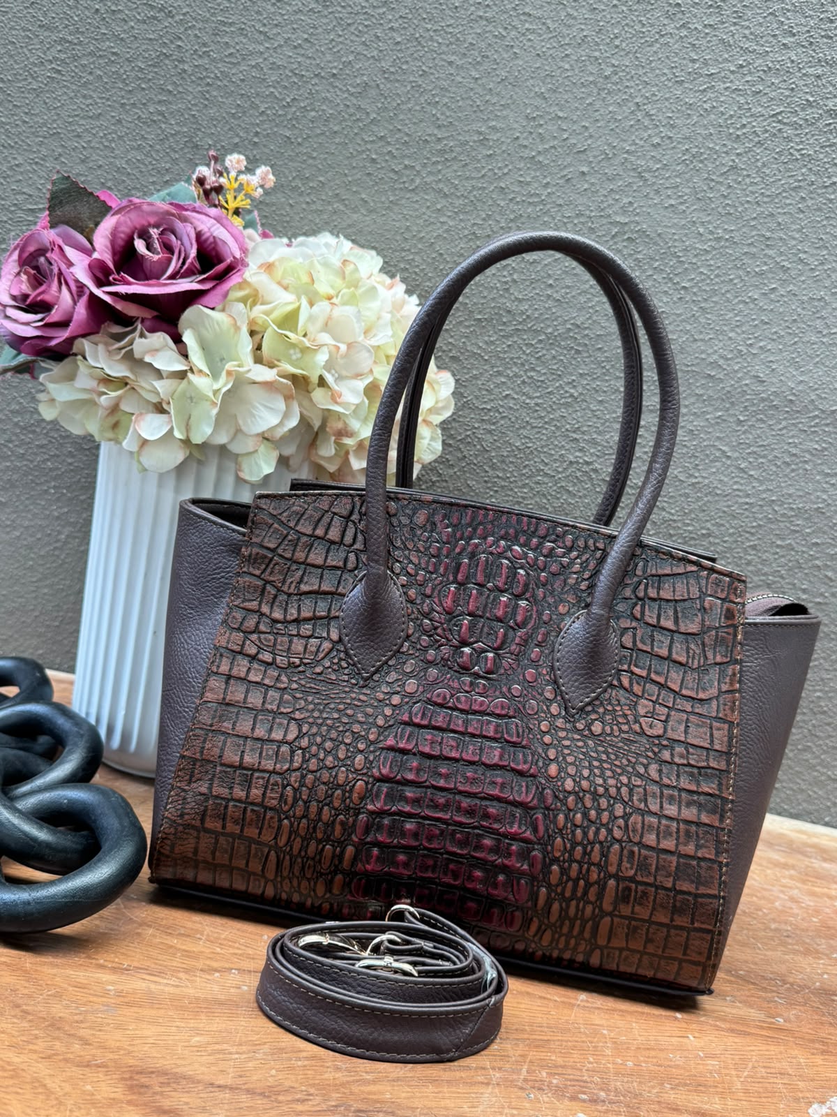 BOLSO GRISEL COCODRILO COLOR CAFE