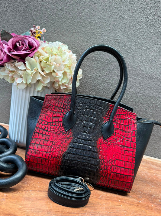 BOLSO GRISEL COCODRILO COLOR NEGRO