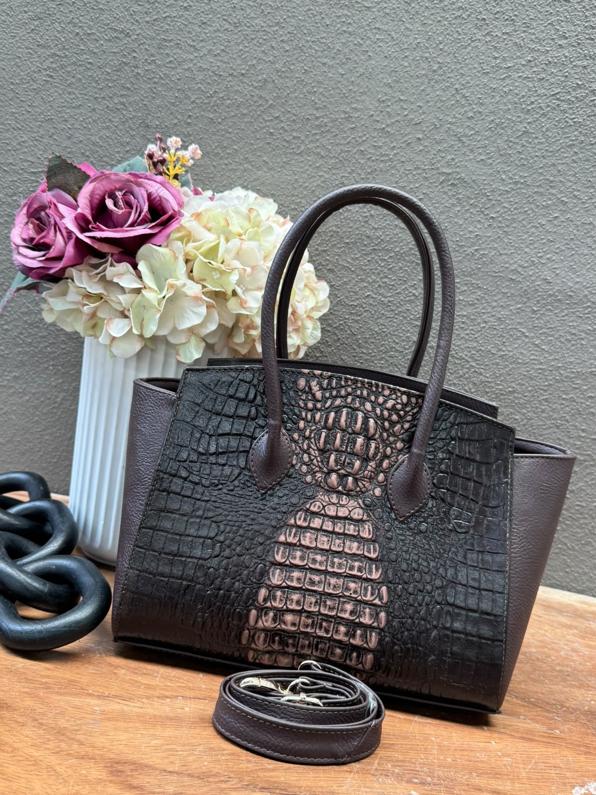 BOLSO GRISEL COCODRILO COLOR CAFE