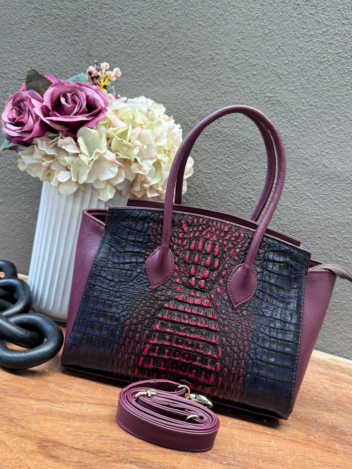 BOLSO GRISEL COCODRILO COLOR VINO