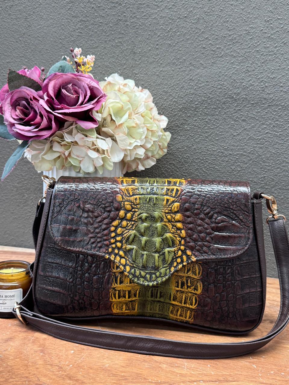 BOLSO ELENA COCODRILO COLOR CHOCOLATE