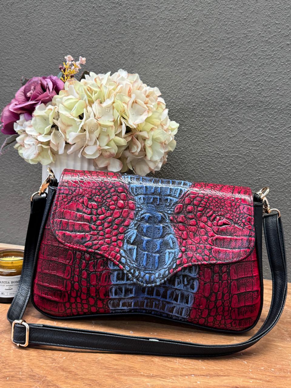 BOLSO ELENA COCODRILO COLOR NEGRO