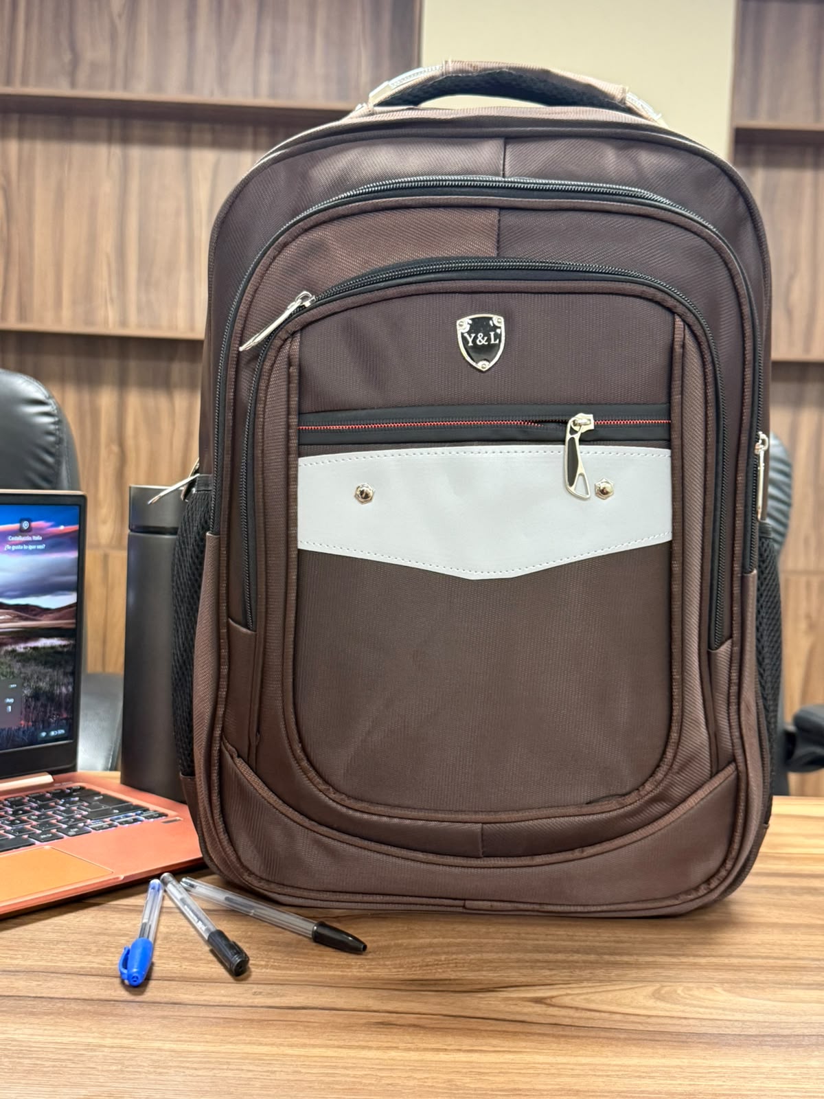 MOCHILA CANDADO YL PREMIUM COLOR CAFE