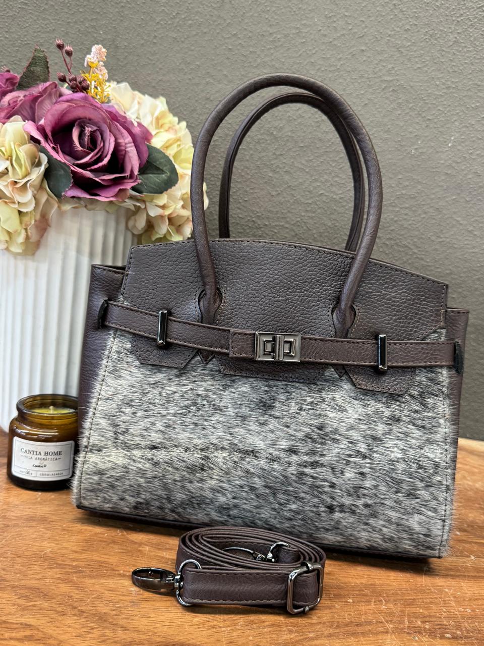 BOLSO BIRKIN MEDIANA DE PELO CHOCOLATE