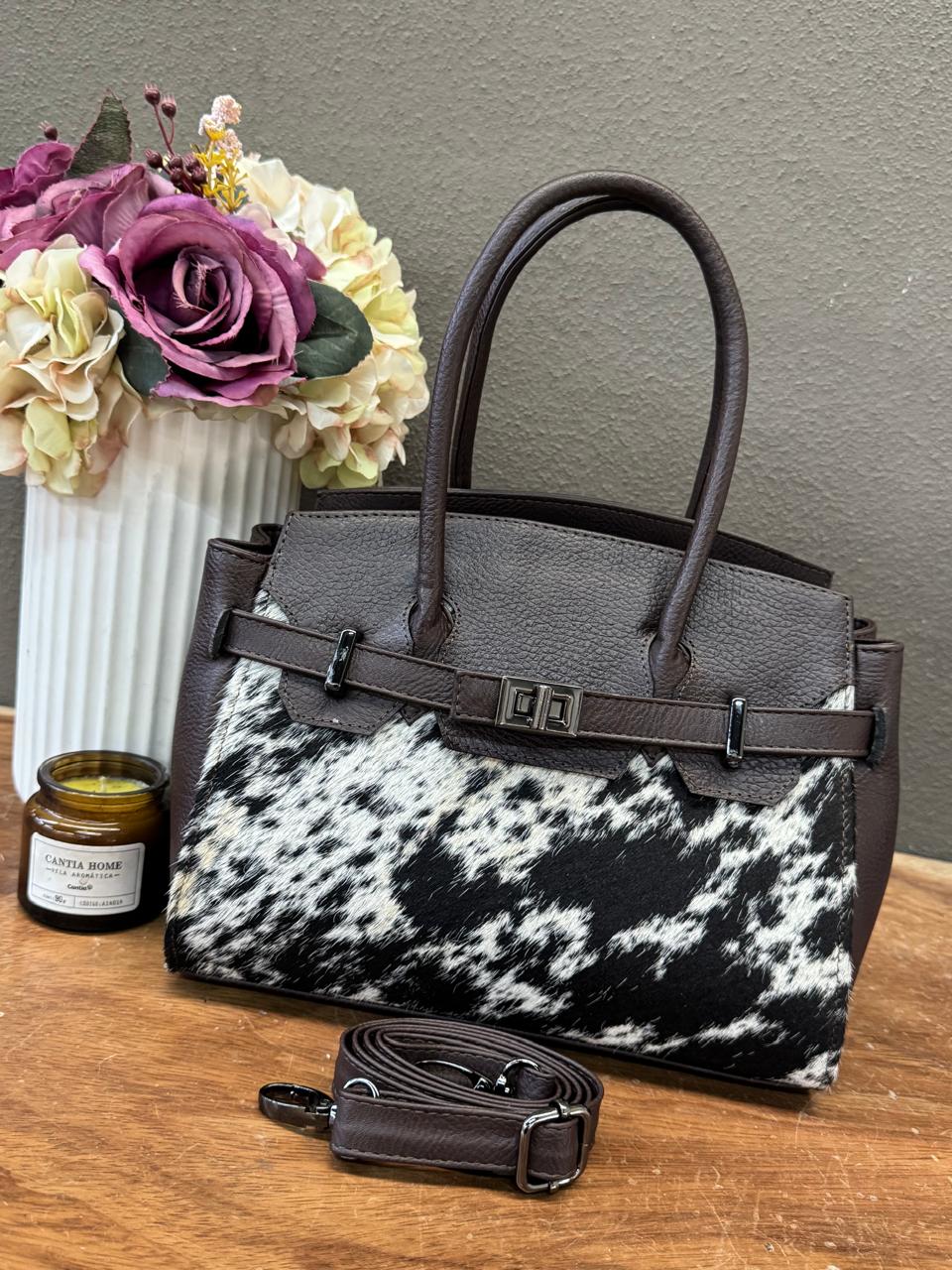 BOLSO BIRKIN MEDIANA DE PELO CHOCOLATE