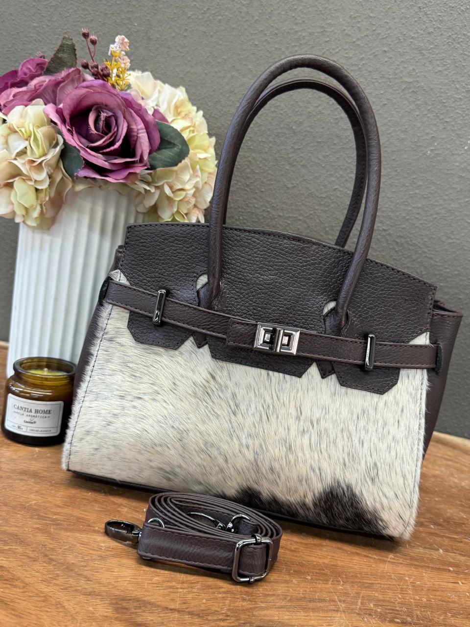 BOLSO BIRKIN MEDIANA DE PELO CHOCOLATE