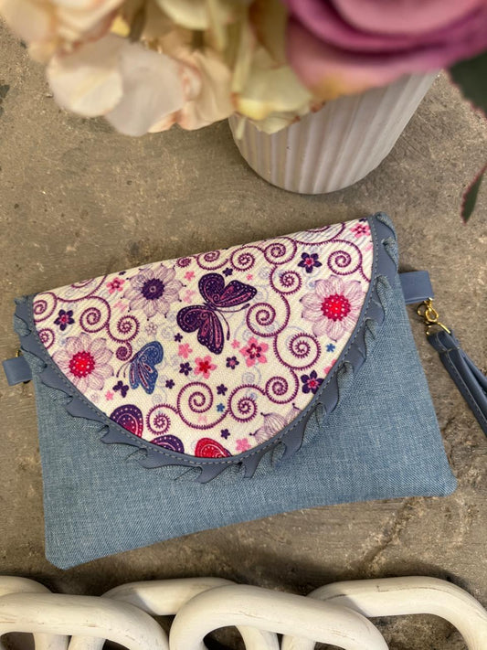 SOBRE DE YUTE DENIM MARIPOSAS