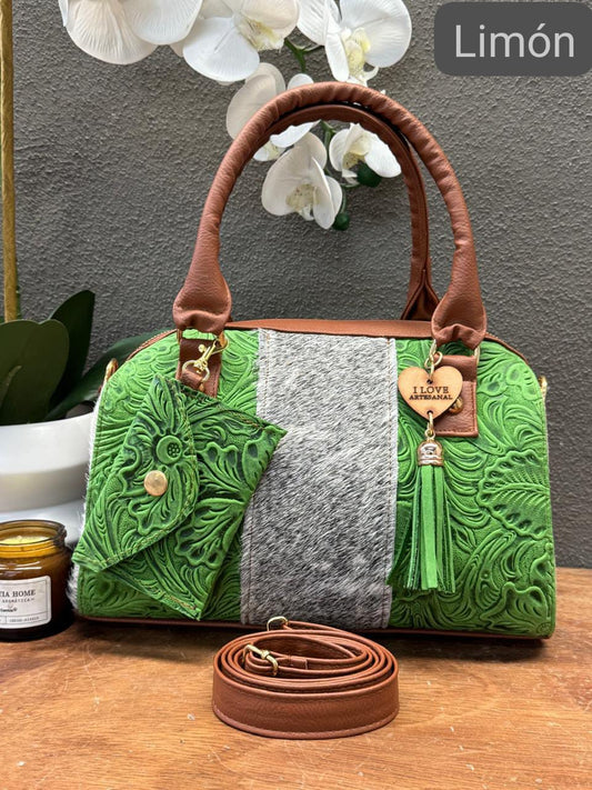 BOLSO VALENTINA COLOR LIMON PELO