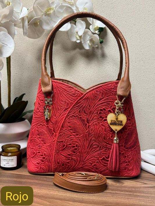BOLSO FLOR COLOR ROJO