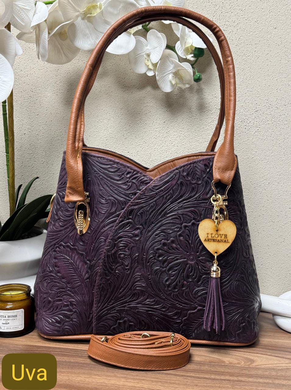 BOLSO FLOR COLOR UVA