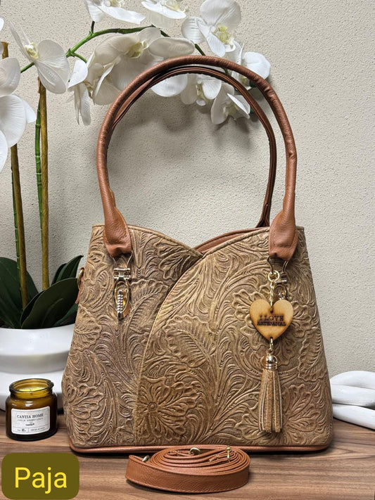 BOLSO FLOR COLOR PAJA