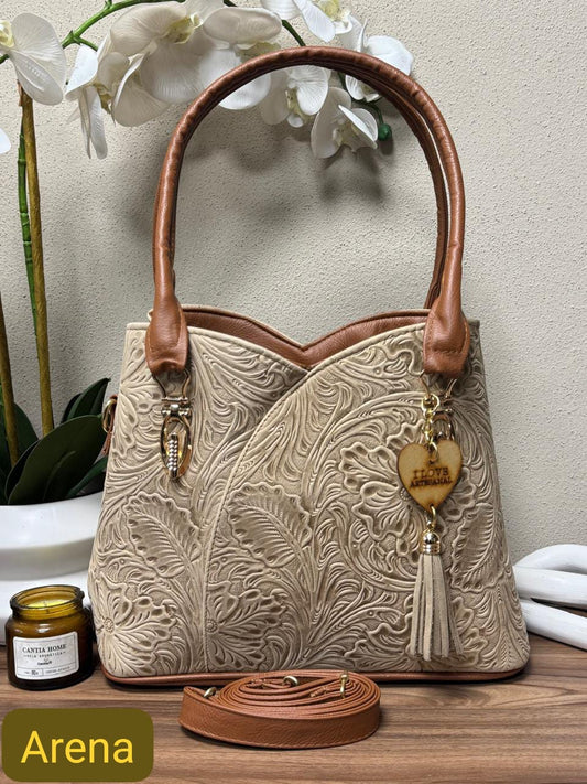 BOLSO FLOR COLOR ARENA