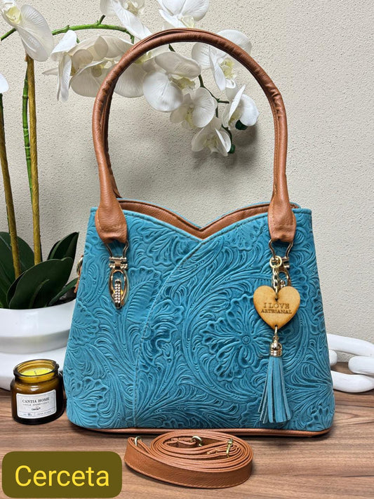 BOLSO FLOR COLOR CERCETA