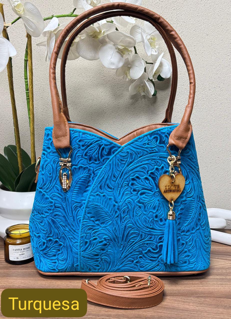 BOLSO FLOR COLOR TURQUESA